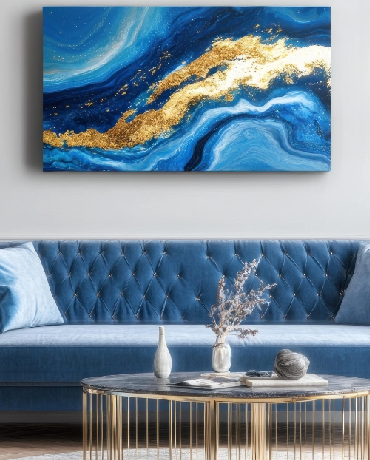 Blue Gold Marble Canvas