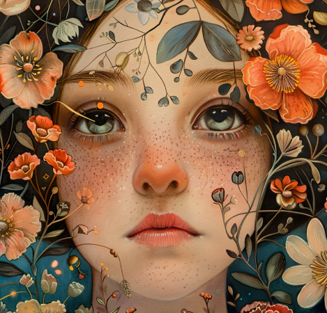 Floral-Portrait-Art-Canvas