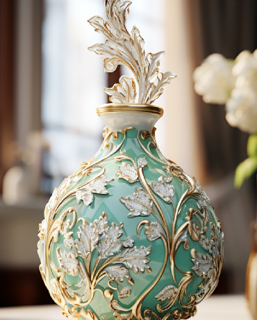 Ornate Mint Ceramic Vase
